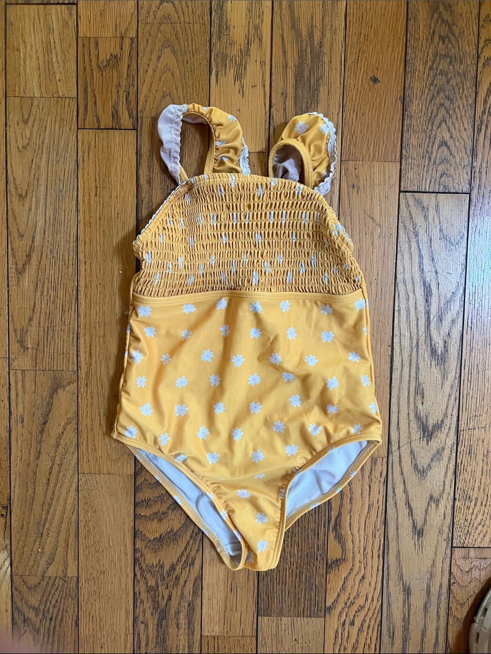 wonder nation Yellow One-Piece Floral Smocked Swimsuit